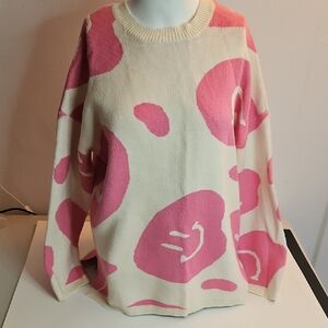 moon & madison Pink and Cream Patterned Sweater